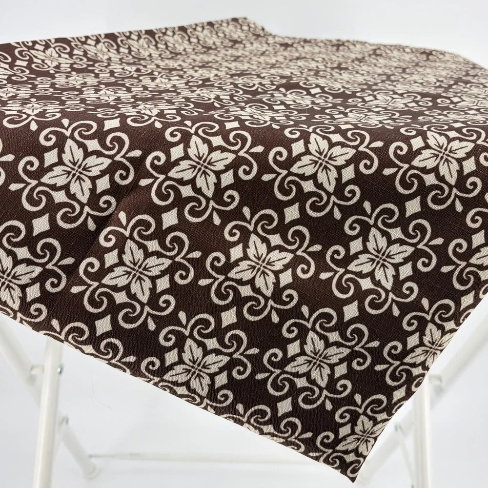 Mainstream International Tablecloth 51x68 Brown Floral‎ Medallion Scroll Rustic
